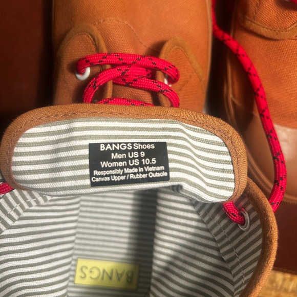 BANGS- Men's Tan Sneakers with Red Accents - Picture 3 of 9